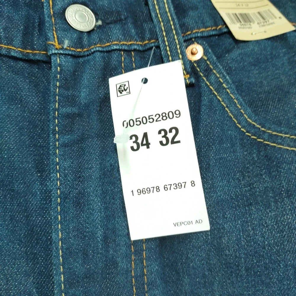 Levi's 505 Jeans Mens 34x32 Blue Medium Wash Straight Leg Zip Fly Stretch New